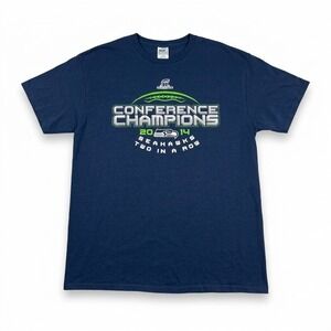 Seattle Seahawks T Shirt Large 2014 NFC Conference Champions Two In A Row Delta
